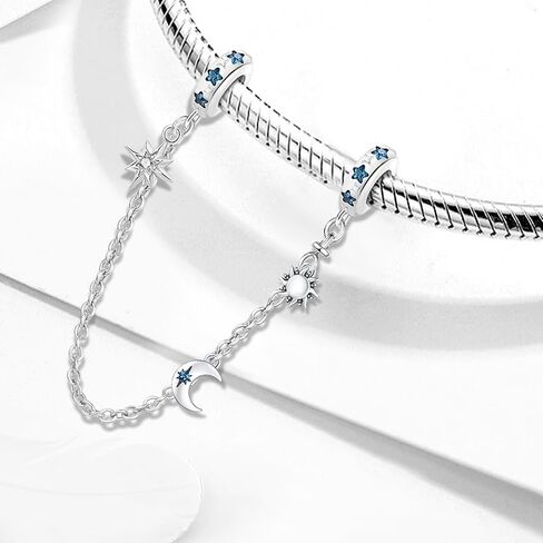 Newsoul 925 Silver Safety Chain Charms for Bracelets Four Leaf Clover Dangle Pendants with Butterfly Floret Beads Jewelry Charms Gifts for Women in Saudi Arabia