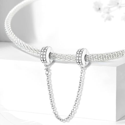 Newsoul 925 Silver Safety Chain Charms for Bracelets Four Leaf Clover Dangle Pendants with Butterfly Floret Beads Jewelry Charms Gifts for Women in Saudi Arabia