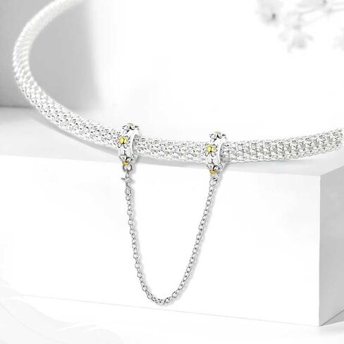 Newsoul 925 Silver Safety Chain Charms for Bracelets Four Leaf Clover Dangle Pendants with Butterfly Floret Beads Jewelry Charms Gifts for Women in Saudi Arabia