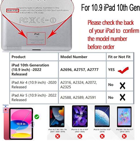 Case for 2022 iPad 10th Generation 10.9 inch, Rotating Stand Smart Magnetic Auto Wake Up/Sleep Cover for Model A2696 A2757 A2777 (Black) in Kuwait