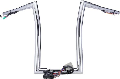 MoKitDora Road Glide Pre-wired Handlebar 16" Rise 1-1/2" Fat 1" Clamp Ape Hangers Z Bars for Harley 2008-2013 FLTR, Chrome in Saudi Arabia