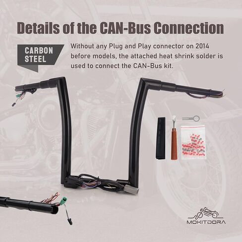 MoKitDora Road Glide مقود سلكي مسبقًا 16 بوصة ارتفاع 1-1/2 بوصة سمين 1 بوصة مشبك Ape Hangers Z Bars لـ Harley 2008-2013 FLTR، كروم in Kuwait