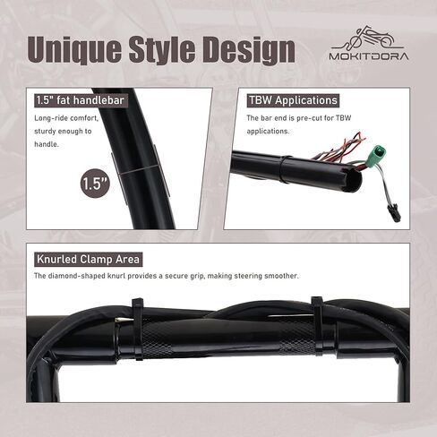 MoKitDora Road Glide مقود سلكي مسبقًا 16 بوصة ارتفاع 1-1/2 بوصة سمين 1 بوصة مشبك Ape Hangers Z Bars لـ Harley 2008-2013 FLTR، كروم in Kuwait