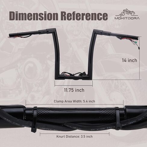 MoKitDora Road Glide مقود سلكي مسبقًا 16 بوصة ارتفاع 1-1/2 بوصة سمين 1 بوصة مشبك Ape Hangers Z Bars لـ Harley 2008-2013 FLTR، كروم in Kuwait