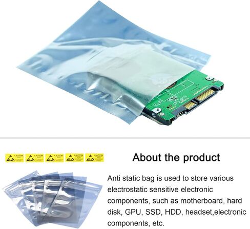 Anti Static Bags ESD Shielding Bags Resealable with Labels, [for Electronic Device GPU Hard Drive SSD HDD Motherboard] - 4x6inch/100pcs in Saudi Arabia