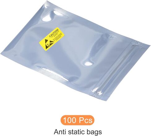 Anti Static Bags ESD Shielding Bags Resealable with Labels, [for Electronic Device GPU Hard Drive SSD HDD Motherboard] - 4x6inch/100pcs in Saudi Arabia