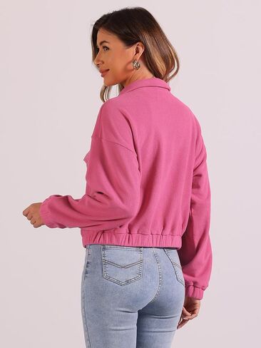 Allegra K Fuzzy Short Jacket for Women's Stand Collar Long Sleeve Casual Crop Coat in Saudi Arabia