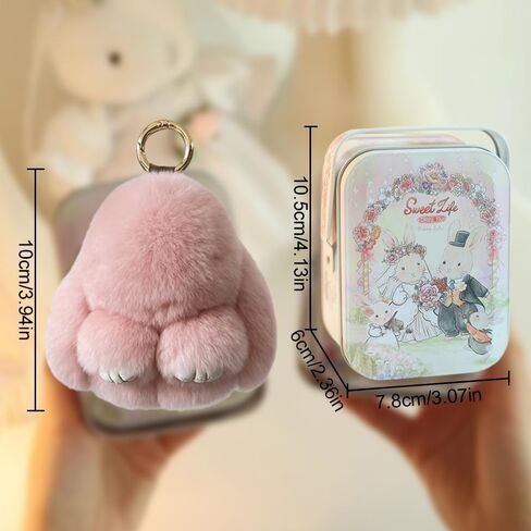 Bunny Lulu Keychain with Tin Box, Handmade Soft Plush Bunny, Cute Bunny Keychain, for Christmas Gifts in Saudi Arabia