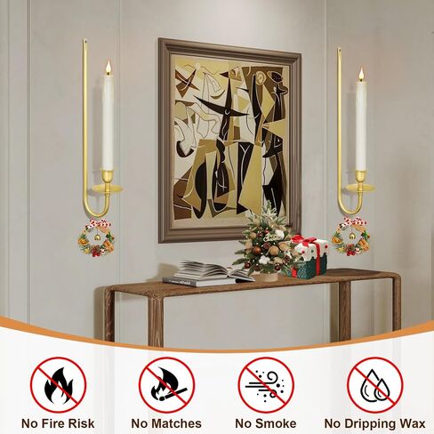 Wall Candle Holder Set of 2 with Flameless Candles Battery Operated and Remote Control, Home Decor Wall Sconces Holder Candle Sticks for Living Room Fireplace Painting (Black) in Saudi Arabia