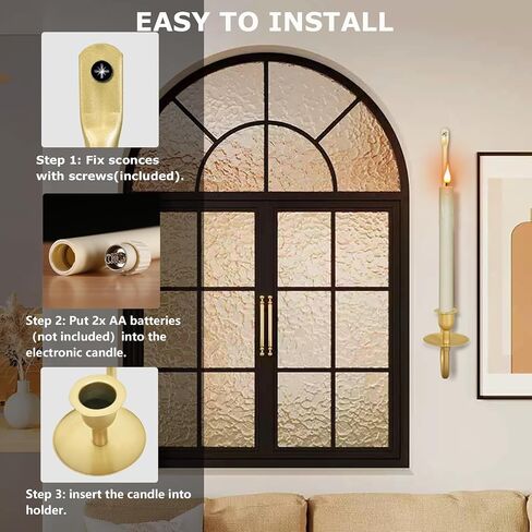 Wall Candle Holder Set of 2 with Flameless Candles Battery Operated and Remote Control, Home Decor Wall Sconces Holder Candle Sticks for Living Room Fireplace Painting (Black) in Saudi Arabia