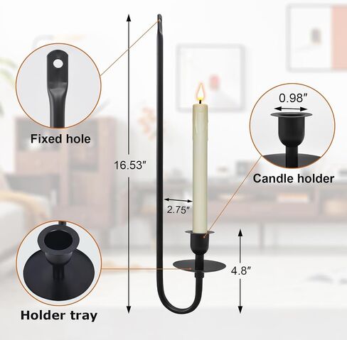 Wall Candle Holder Set of 2 with Flameless Candles Battery Operated and Remote Control, Home Decor Wall Sconces Holder Candle Sticks for Living Room Fireplace Painting (Black) in Saudi Arabia