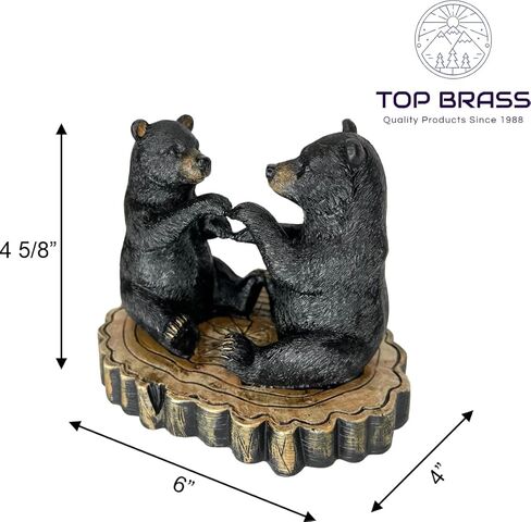 تمثال يد على شكل قلب من الدببة السوداء - تمثال I Love You للزوجين الدب غريب الأطوار بعرض 15.24 سم - منزل ريفي، كابينة، نزل، ديكور مكتب in Kuwait