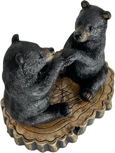 تمثال يد على شكل قلب من الدببة السوداء - تمثال I Love You للزوجين الدب غريب الأطوار بعرض 15.24 سم - منزل ريفي، كابينة، نزل، ديكور مكتب in Kuwait