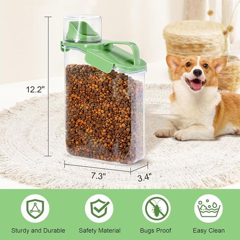 حاوية طعام الكلاب، حاويات تخزين طعام الكلاب بسعة 3-5 رطل مع حاوية طعام القطط محكمة الغلق وصنبور كبير مع أكواب قياس، حاوية تخزين طعام الحيوانات الأليفة المحمولة أثناء السفر (أبيض) in Kuwait