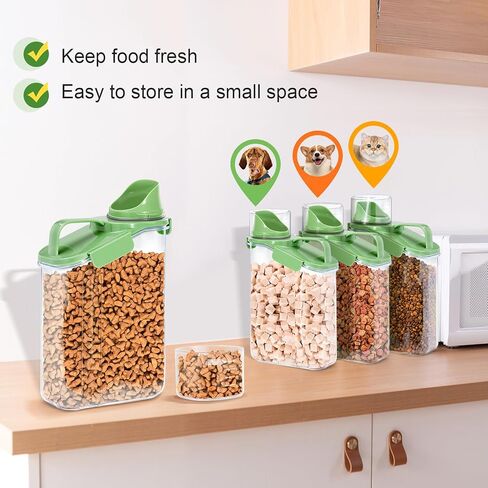 حاوية طعام الكلاب، حاويات تخزين طعام الكلاب بسعة 3-5 رطل مع حاوية طعام القطط محكمة الغلق وصنبور كبير مع أكواب قياس، حاوية تخزين طعام الحيوانات الأليفة المحمولة أثناء السفر (أبيض) in Kuwait