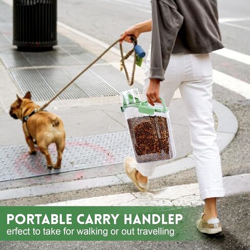 حاوية طعام الكلاب، حاويات تخزين طعام الكلاب بسعة 3-5 رطل مع حاوية طعام القطط محكمة الغلق وصنبور كبير مع أكواب قياس، حاوية تخزين طعام الحيوانات الأليفة المحمولة أثناء السفر (أبيض) in Kuwait