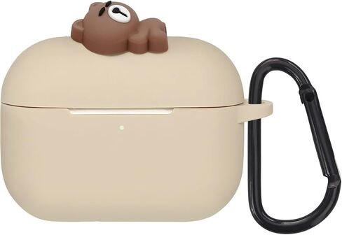 Wonhibo for Airpod Pro Case, Cute Kawaii Cover for Airpod Pro 2019 with Keychain for Women (Khaki Bear) in Saudi Arabia