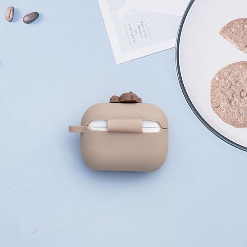 Wonhibo for Airpod Pro Case, Cute Kawaii Cover for Airpod Pro 2019 with Keychain for Women (Khaki Bear) in Saudi Arabia