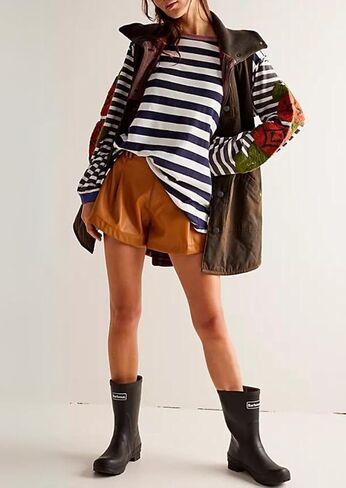 Women's Oversized Fuzzy Embroidery Sweatshirts Colorblock Striped Crewneck Long Sleeve Patchwork Pullover Tops in Kuwait