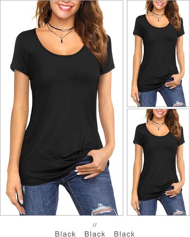 Amoretu Women's Scoop Neck Short Sleeve Tees Cotton T Shirts Blouses Tops in Saudi Arabia