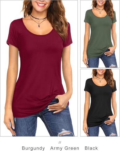 Amoretu Women's Scoop Neck Short Sleeve Tees Cotton T Shirts Blouses Tops in Saudi Arabia