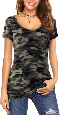 Amoretu Women's Scoop Neck Short Sleeve Tees Cotton T Shirts Blouses Tops in Saudi Arabia