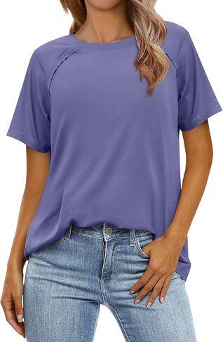 ANRABESS Womens Tops Casual Loose Fit T Shirts Short Sleeve Crew Neck Summer Basic Tees 2025 Trendy Outfits in Saudi Arabia
