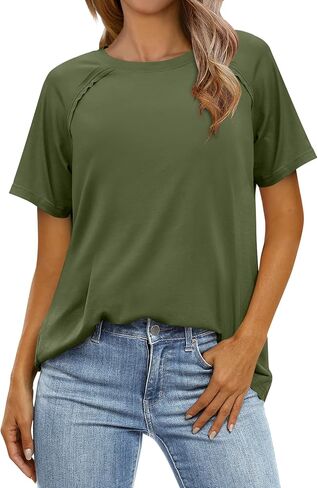ANRABESS Womens Tops Casual Loose Fit T Shirts Short Sleeve Crew Neck Summer Basic Tees 2025 Trendy Outfits in Saudi Arabia
