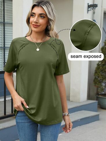ANRABESS Womens Tops Casual Loose Fit T Shirts Short Sleeve Crew Neck Summer Basic Tees 2025 Trendy Outfits in Saudi Arabia