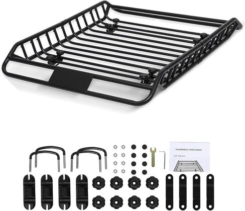 Rooftop Cargo Basket - 220 Lbs Capacity Anti-Rust Carrier, 50" x 37" x 6.3" Roof Rack Baskets for Suvs, Cars, and Trucks in Saudi Arabia