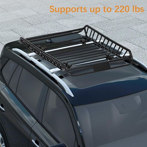 Rooftop Cargo Basket - 220 Lbs Capacity Anti-Rust Carrier, 50" x 37" x 6.3" Roof Rack Baskets for Suvs, Cars, and Trucks in Saudi Arabia