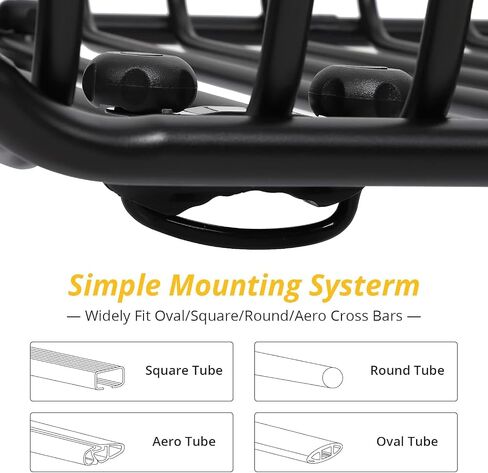 Rooftop Cargo Basket - 220 Lbs Capacity Anti-Rust Carrier, 50" x 37" x 6.3" Roof Rack Baskets for Suvs, Cars, and Trucks in Saudi Arabia