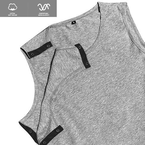 Unisex Post Shoulder Surgery Tank Tops Snap Open Tearaway Shirt Arm Chest Recovery Side Snap Access Tear Way Shirts in Kuwait