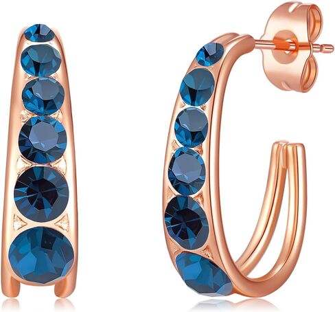 Stunning Austrian Crystal Open Half Hoop Earrings for Women 14K Gold Plated Hypoallergenic Fashion Jewelry in Kuwait