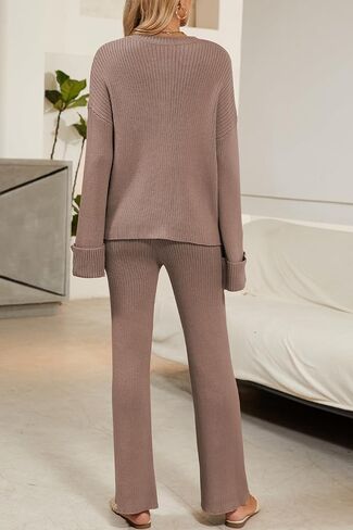 Cakulo Womens 2 Piece Outfits 2024 Lounge Sets Button Cardigan Knit Sweater Pants Loungewear Matching Set in Kuwait