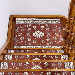 Krifey Stair Treads Non Slip for Wooden Steps, 15 Pack 30" X 8"Indoor Stair Carpet Runner Peel and Stick Stair Risers Self Reusable Staircase Rugs for Kids & Pets