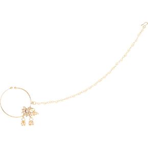 Touchstone Indian Bollywood Desire Designer Bridal Jewelry Nath (Nose Accessory) in Gold Tone for Women.