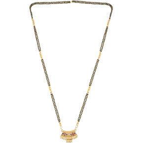Efulgenz Indian Long Mangalsutra for Women Gold Tone Black Beads Chain Mangalsutra Indian Bollywood Antique Traditional Gold Pendant Necklace Jewelry for Women