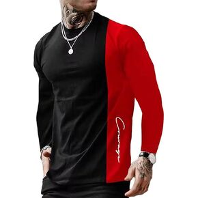 SOLY HUX Men's Color Block T Shirt Long Sleeve Letter Print Tee Casual Tops
