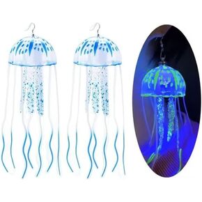 LED Light Up jellyfish earring, Projecting Disco Ball, Women Funny Lovely Gift, Birthday Party Rave Night Club Jewelry (blue)