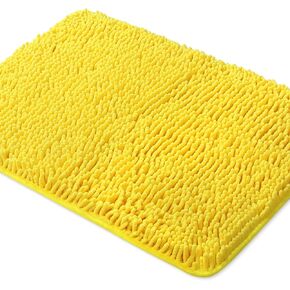 Yeaban Yellow Bathroom Rugs – Thick Chenille Bath Mats | Absorbent and Washable Bath Rug Non-Slip, Plush Rugs for Bathroom, Kitchen, Shower, Sink - 17" x 24"