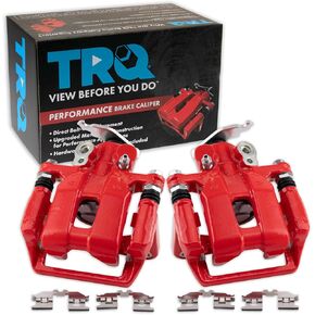 TRQ Rear Performance Brake Caliper Set Red Compatible with 2009-2014 Acura TSX 2008-2012 Honda Accord