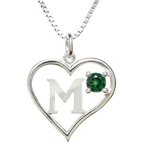 Sterling Silver Pendant Heart & Letter M