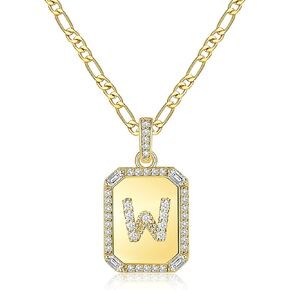 Btysun Gold Initial Necklaces for Women,Letter Necklace for Women Girls,Rectangle Necklace with Letters Monogram 18K Gold Plated Alhpabets 26 Pendant Womens Necklace Christmas Jewelry