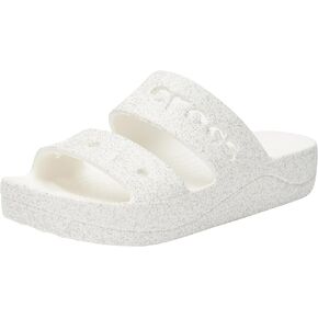 Crocs Womens Baya Platform Glitter Sandal WHI Sandal, White, Women US 7, (5UK)