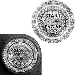 Bling Car Push Start Button Cover Sticker, Crystal Rhinestone Engine Start Button Decal, Key Ignition & Knob Ring Decoration, Sparkling Car Interior Accessories for Women Girls (Colorful)