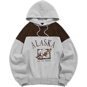 ZAFUL Men's Hooded Sweatshirt Graphic Colorblock Two Tone Fleece Lined Pullover Thermal Hoodie
