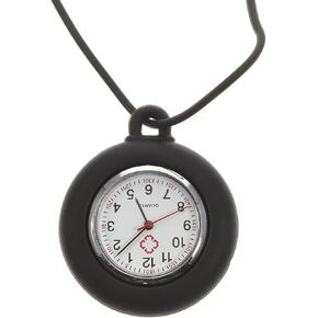 Hemobllo Fob Watch - Hanging Pocket Watch Fob Watch for Nurses Quartz Watches Watch with Silicone Case and Adjustable Lanyard (Black, Lanyard Color: Random)