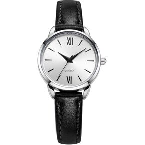 Women's Leather Strap Watch Minimalist Wrist Watches for Women Ladies Analog Quartz Watch for Small Wrists