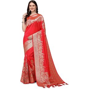 Pure Zari Work Women's Banarasi Silk Saree With Blouse Piece, designer saree for Women Fashion in Saudi Arabia